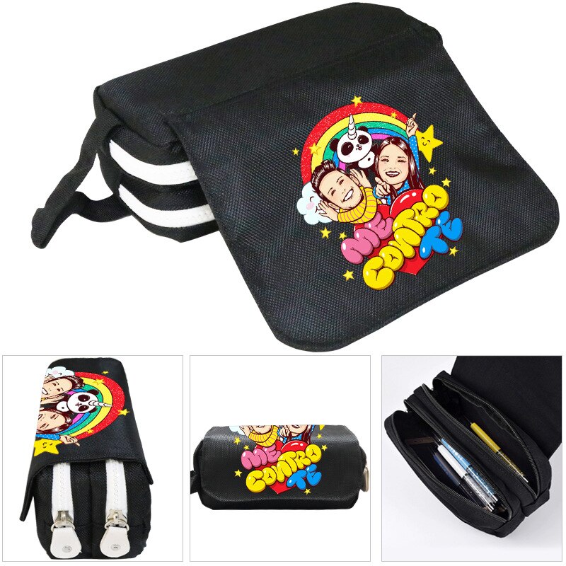 Lady Cosmetic Bag Girls Big Pencil Pouch Me Contro Te Pencil Case Oxford Cloth Double-layer Pencil Bag for School Student Boys: black 9