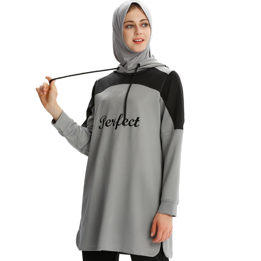 Sudadera con capucha árabe musulmana para mujer, Top deportivo para correr, chándal de manga larga con letras, ropa deportiva