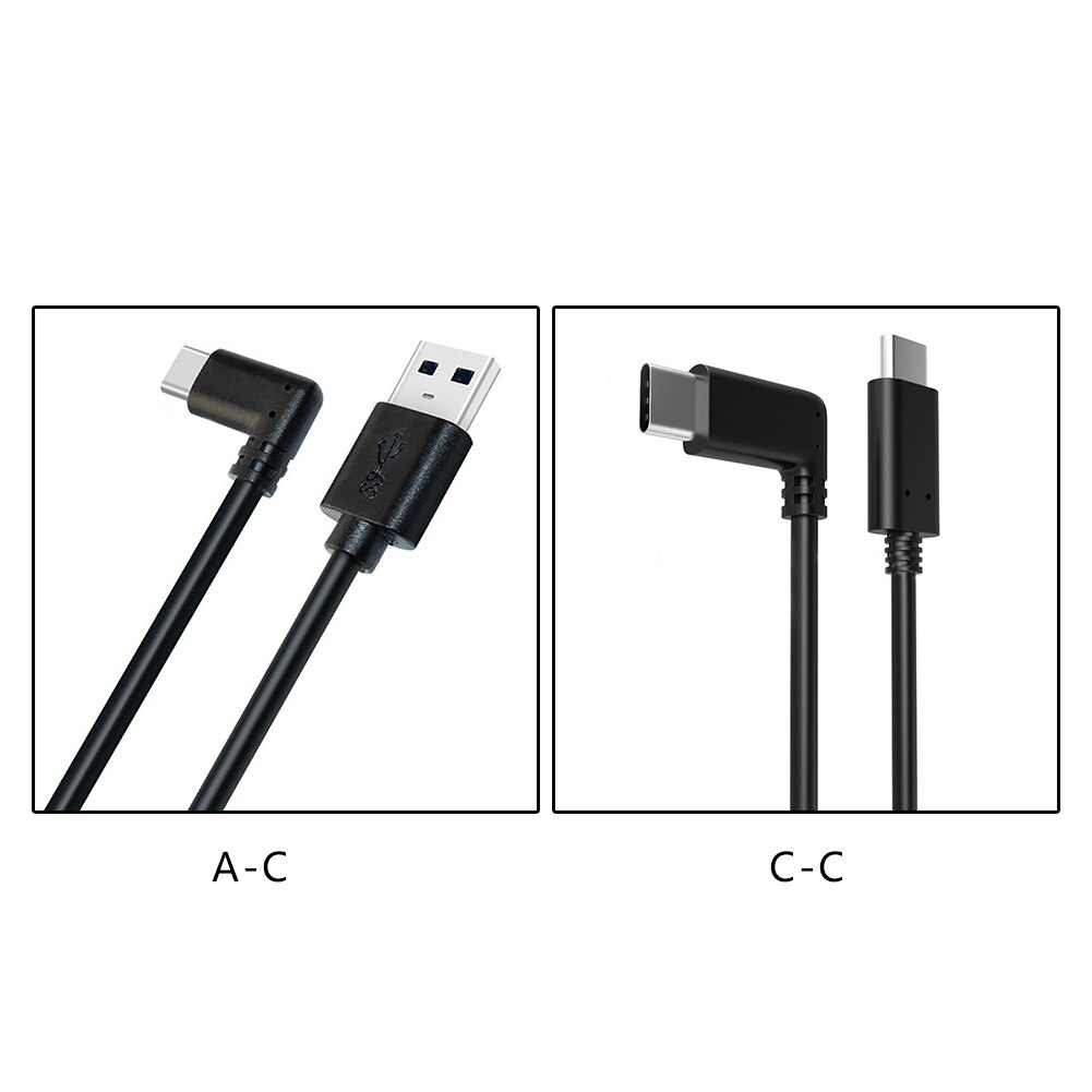 3m Potable 90 Degree Camera Accessory PVC Fast Charging Travel Power Line Black USB C PD Data Cable Home Stable For Oculus Quest