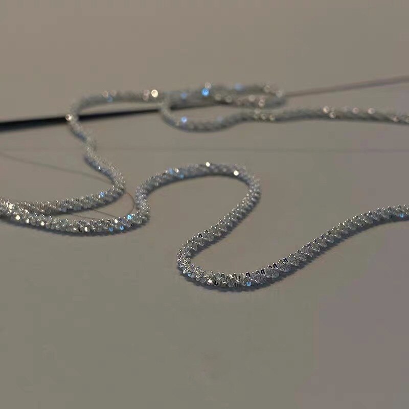 2024 Trend lśniące srebro kolor naszyjnik Choker dla kobiet elegancki łańcuszek do obojczyka naszyjnik impreza ślubna kołnierz biżuteria prezenty