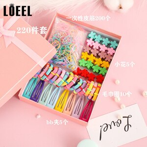 Bandes de cheveux élastiques 220-870 pièces/lot | Nouvelle pince à cheveux, coffret , ensemble épingles à cheveux pour enfants, accessoires pour cheveux: 220pcs set with box