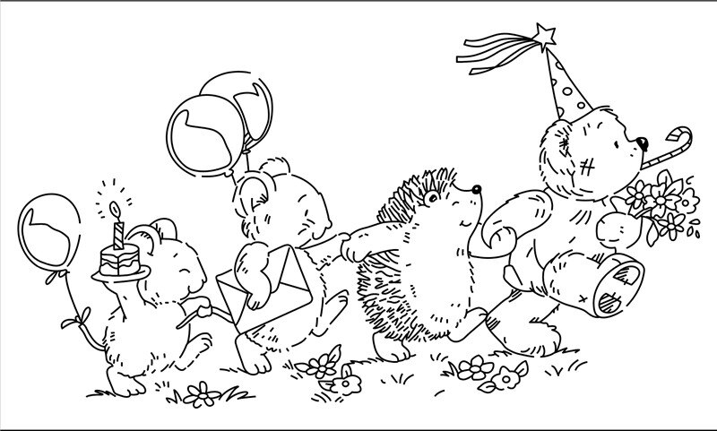 10x6 Bear and hedgehog Transparent Clear Silicone Stamp Seal for DIY scrapbooking photo album Decorative clear stamp