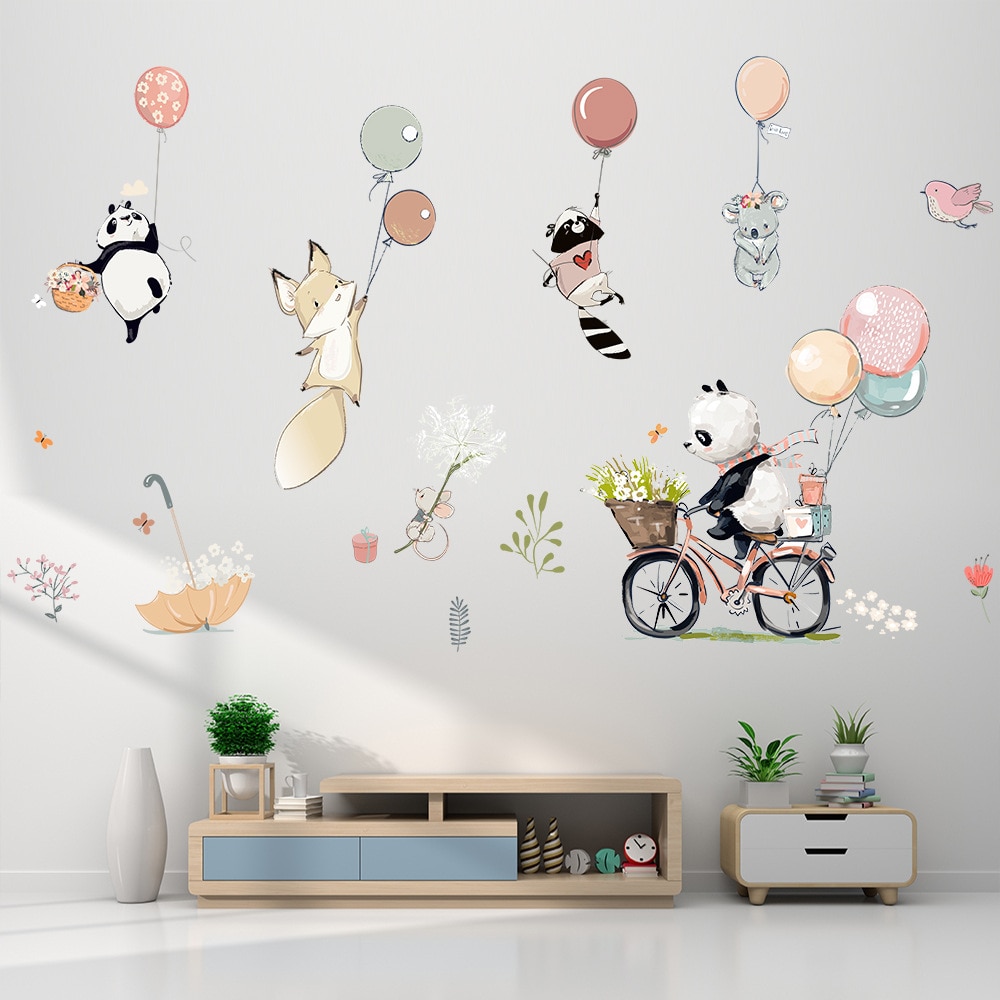 Cartoon Ballon Dieren Muurstickers Voor Kids Kinderen Kamers Muur Decor Verwijderbare Vinyl Decals Nursery Home Decor Kunst Muurschilderingen