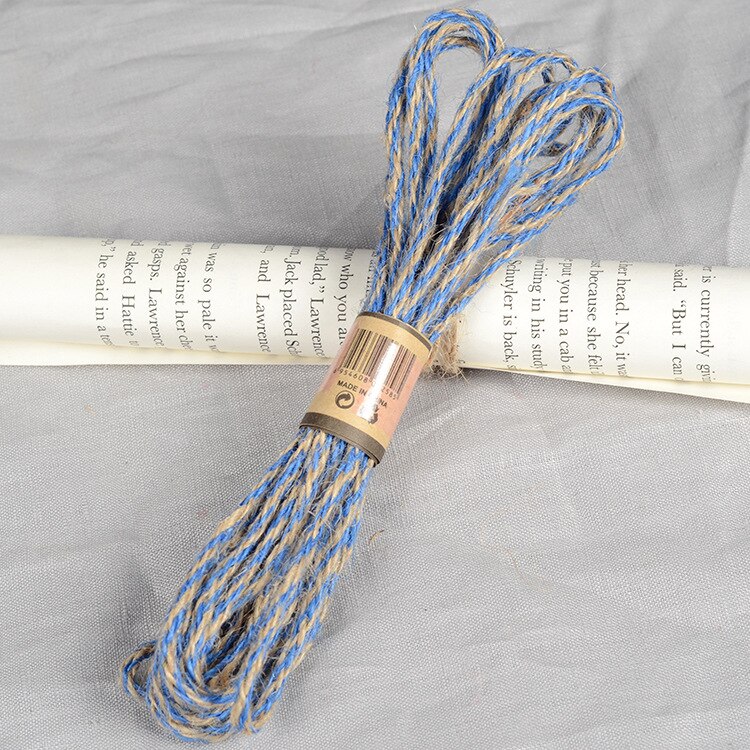 10 Meters Natural Burlap Jute Double Color Twine Cord Hemp Rope Party Wedding Wrapping Cords Thread DIY Home Craft Decor: Blue