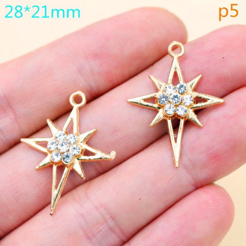 5Pcs Multi-Stijl Handgemaakte Strass Zon & Star Hanger Ketting Armband Accessoires Diy Charmes Sieraden Ambachten Maken