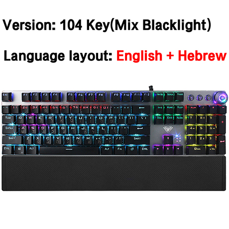 AULA Mechanical Keyboard Blue/ Black/Red/Brown Switch Gaming Keyboards for Tablet Desktop ADD Russian Spanish Korean Hebrew: MAROON / Brown Switch