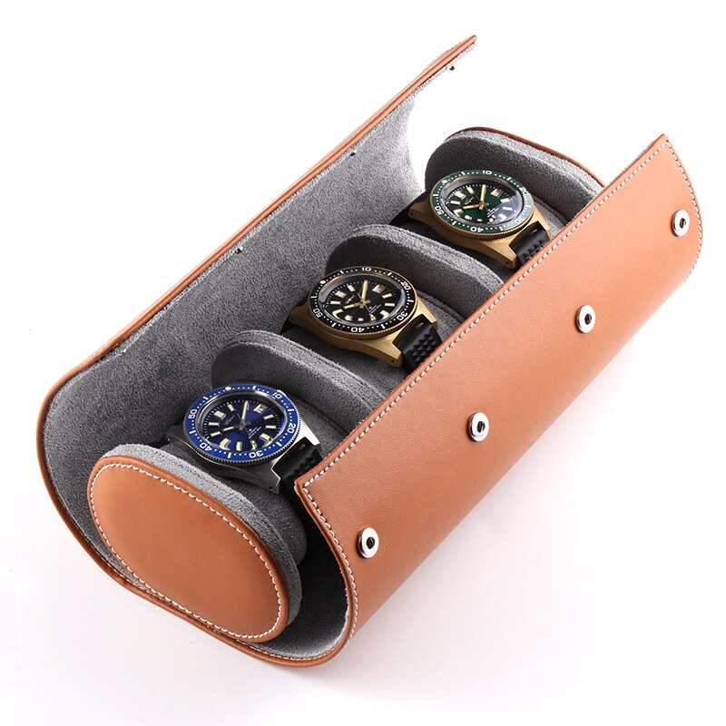 1/3/6 Grids Watch Box Lederen Horloge Case Houder Organisator Opbergdoos Voor Quartz Horloges Sieraden Dozen Display Roll beste Cadeau: 3 grid brown