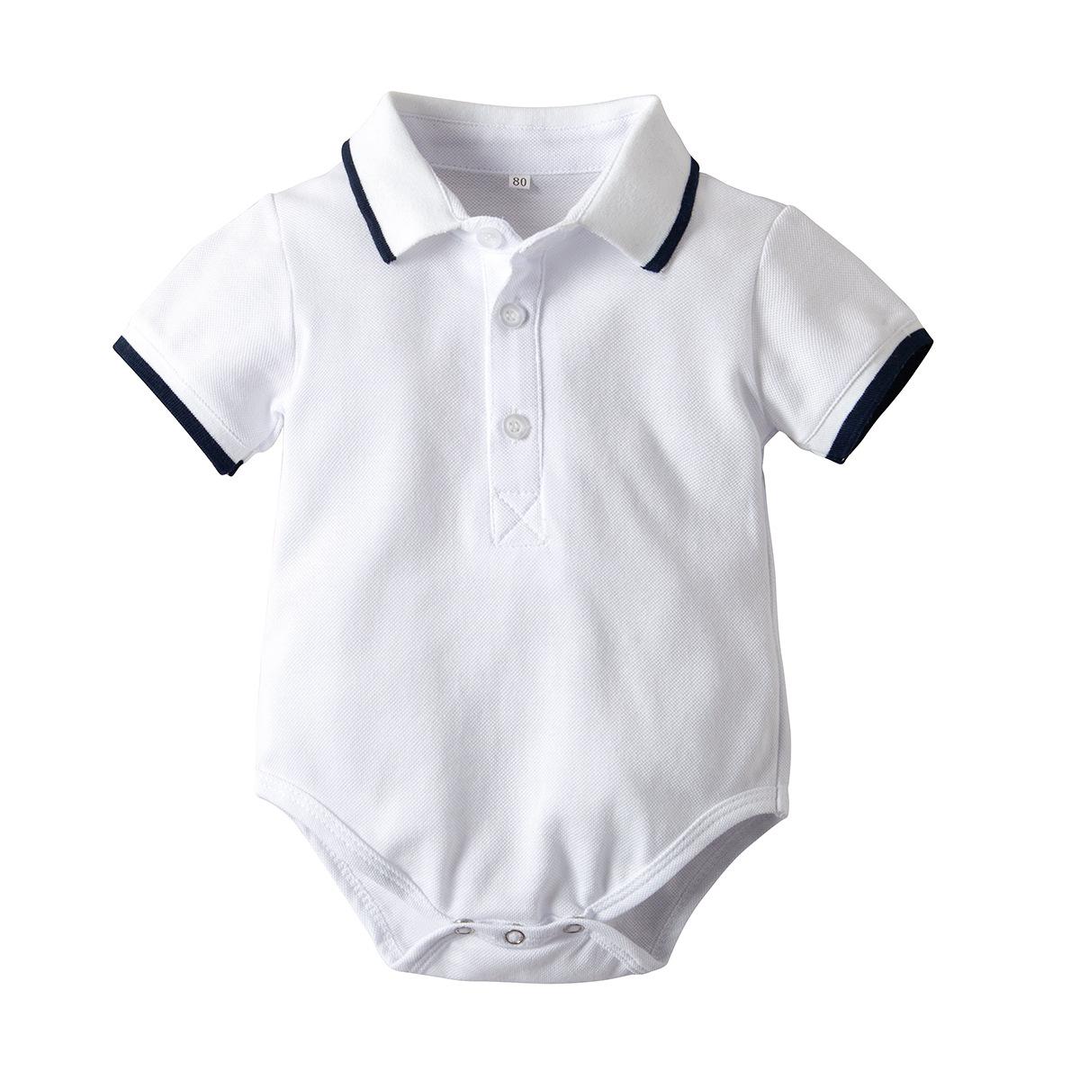 2022 bebê verão esportes bodysuits para meninos do bebê manga curta carta design moda roupas de bebê escalada cavalheiro outfits: WHITE / 3 T