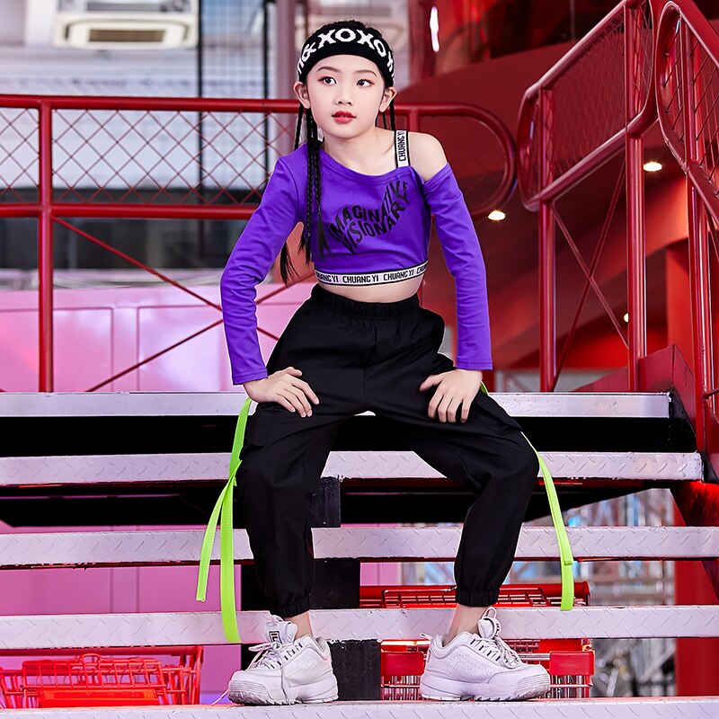 Hiphop kostuums kinderen streetdance kleding meisjes jazz moderne dans rave outfit podiumoptredens dnv 12371