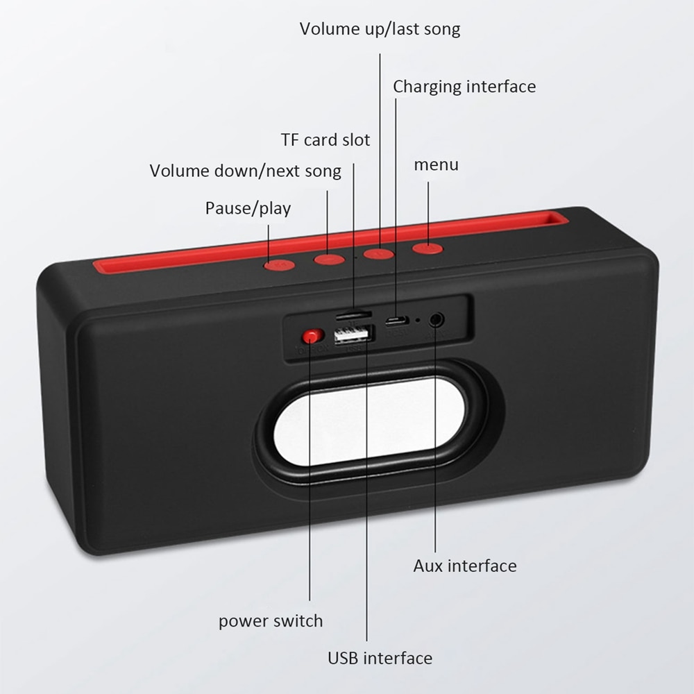 T28 bluetooth-lautsprecher 5.0 kabelloser super-bass-subwoofer, stereo-soundbox, handyhalterung, lautsprecher, unterstützt tf-karten