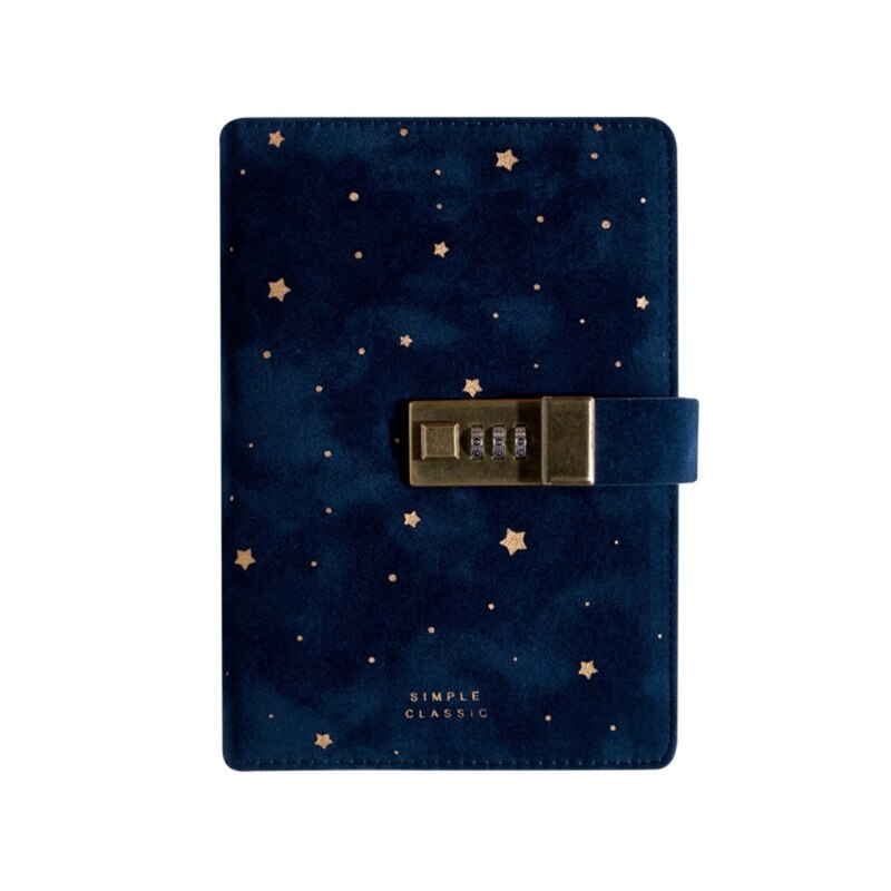 B6 Suede Travel Notebook with Combination Lock Password Star Agenda Diary Journal Notepad Business Stationery: Coffee