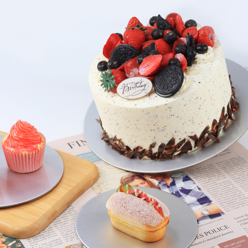 Silvery Coated Round Cake Board Diameter 10-33CM Available Circle Cardboard Base Dessert Tray Mousse Cake Decorating Supplies