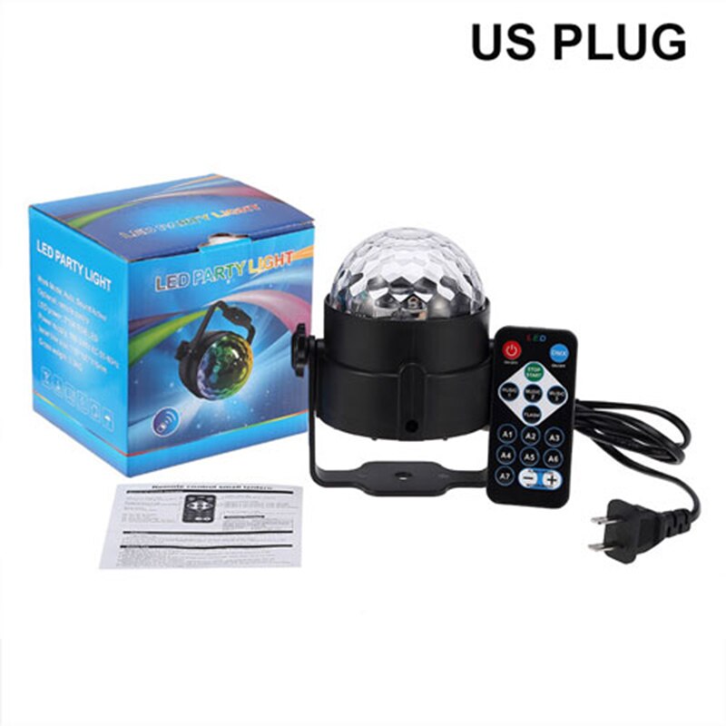 Sound Activated Roterende Disco Ball Party Verlichting Strobe Light 3W Rgb Led Podium Verlichting Voor Kerst Thuis Ktv Xmas bruiloft Tonen: US plug