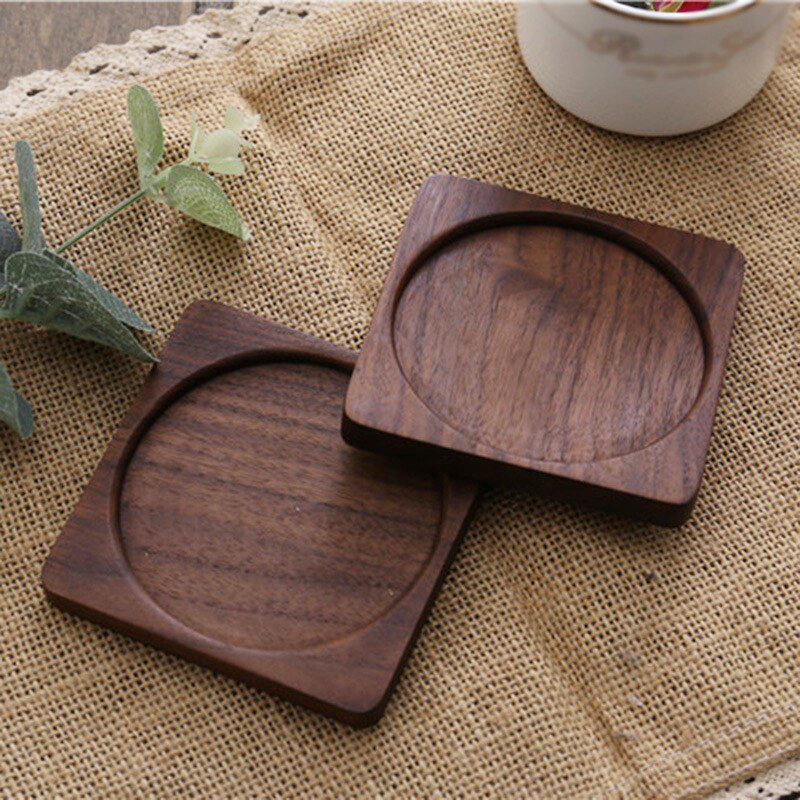 Wooden Coaster Beech Tea Coaster Potholder Coffee Cup Mat Square Round Solid Wood Coaster