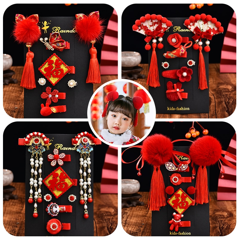 3/5/6 unids/set de horquillas de pelo con borlas de flores bonitas para niños, horquillas de pelo de piel sintética para niñas, horquillas, encantador para niños, accesorios para el cabello