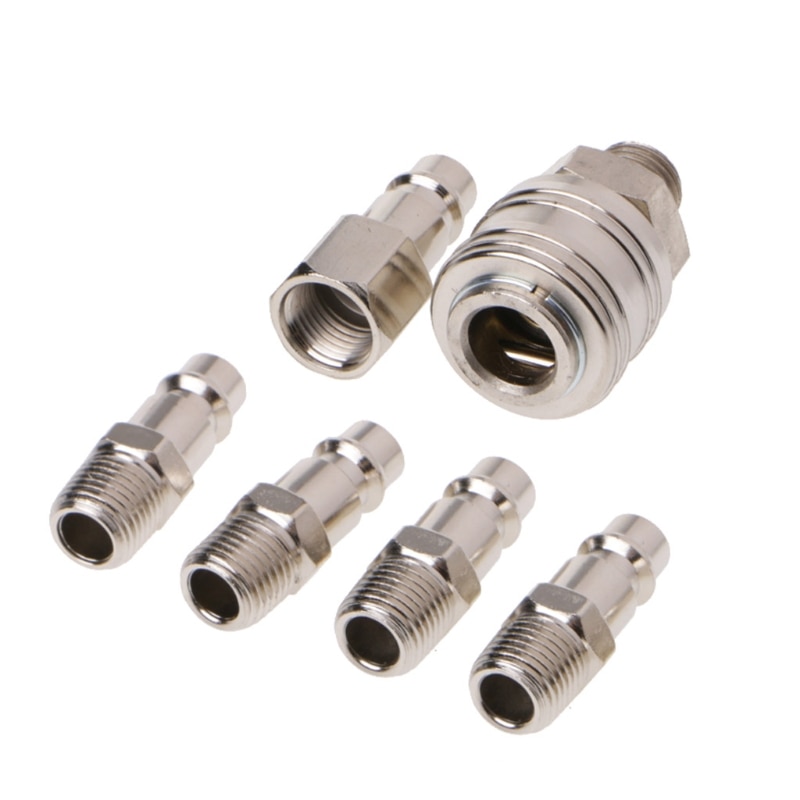 6 Pcs EURO Air Line Hose Compressor Fitting Connector Quick Release Set 1/4\" BSP L4MF