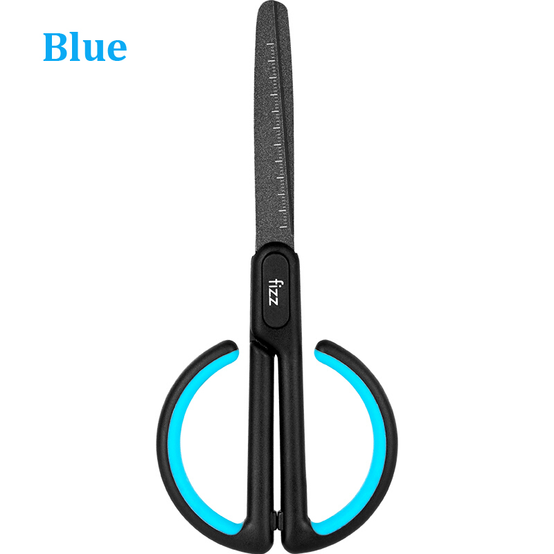 Fizz Anti-Stick With Scale Scissors Household Office School Antirust Hand Shear For DIY, Tape,Paper Shears Crop Tool 6 Colors: Blue