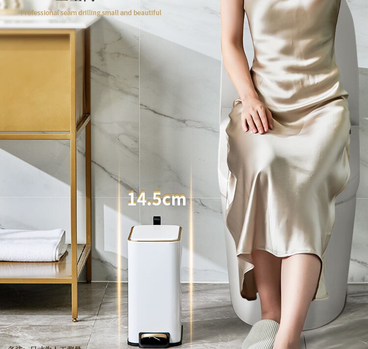 Rectangular Trash Can With Pedal Portable Household Toilet Waste Bin Kitchen Stainless Steel Garbage Bins Storage Bucket ZH195