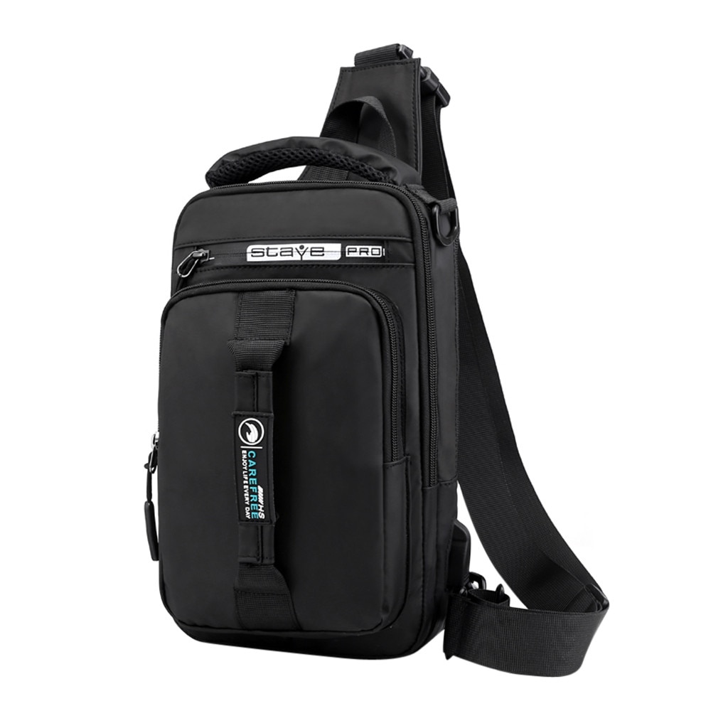 40 # dos homens de Moda Ao Ar Livre Oxford Mochila USB Versátil Bolsa de Ombro Sacos Do Mensageiro Saco Peito Mochila Mujer рюкзак: Black