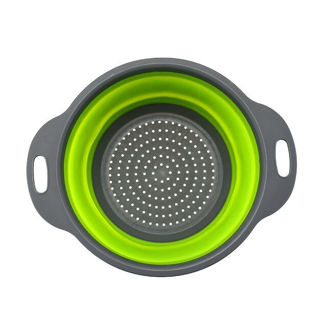 Opvouwbare Zeef Mand Opvouwbare Vergiet Fruit Vorm Manden Vierkante Groente Afdruiprek Wassen Sets Keuken: round green / S