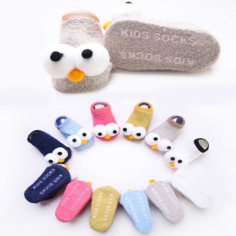 Bonitos calcetines de bebé con ojos grandes, suaves, antideslizantes, para primavera y otoño, bonitos calcetines infantiles, Cómodos calcetines para niños pequeños, adecuados para 0-3 años