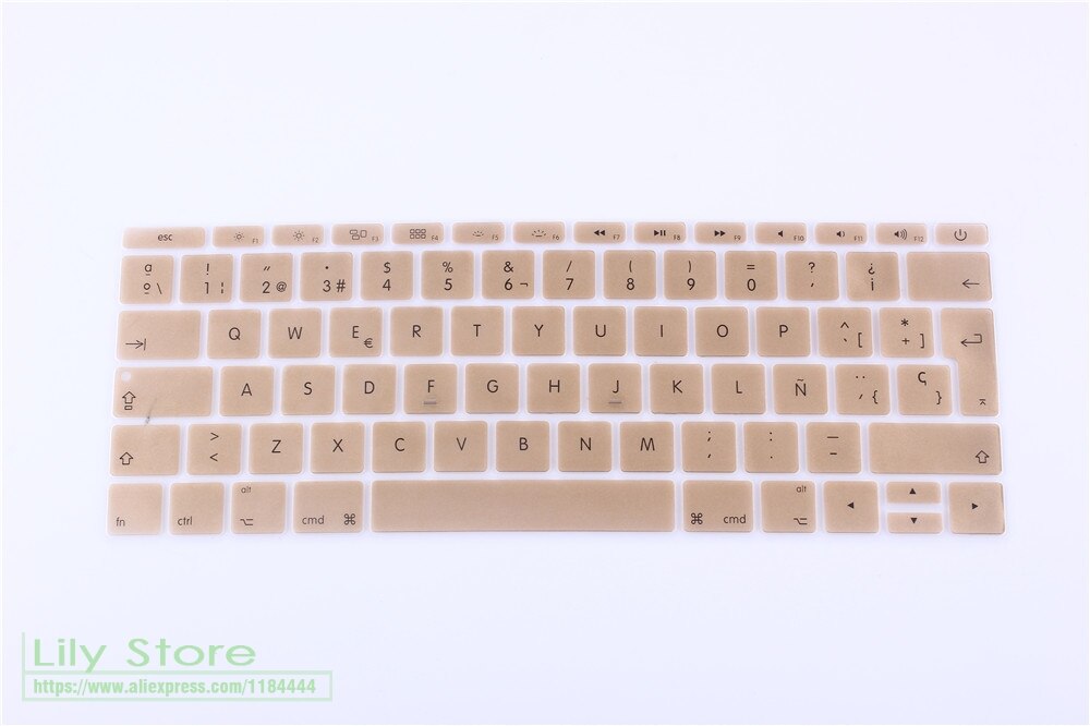 Silicone Keyboard Cover for MacBook 12" A1534 & MacBook Pro 13" A1708 - Ultra-thin Dustproof & Waterproof Skin: Gold