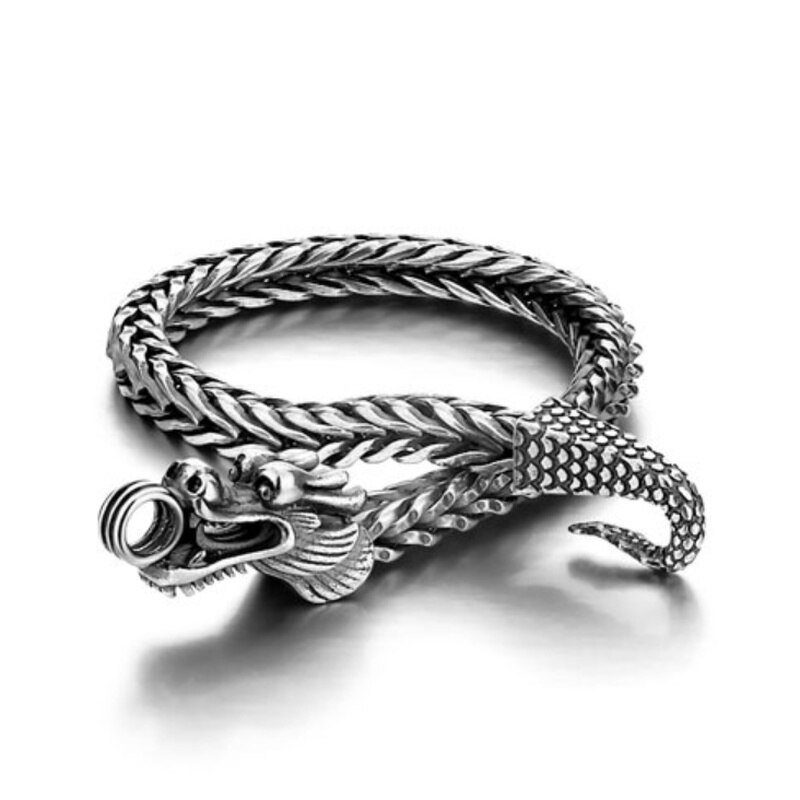 Vintage Metal trenzado dragón dominante quilla cadena pulseras para hombres