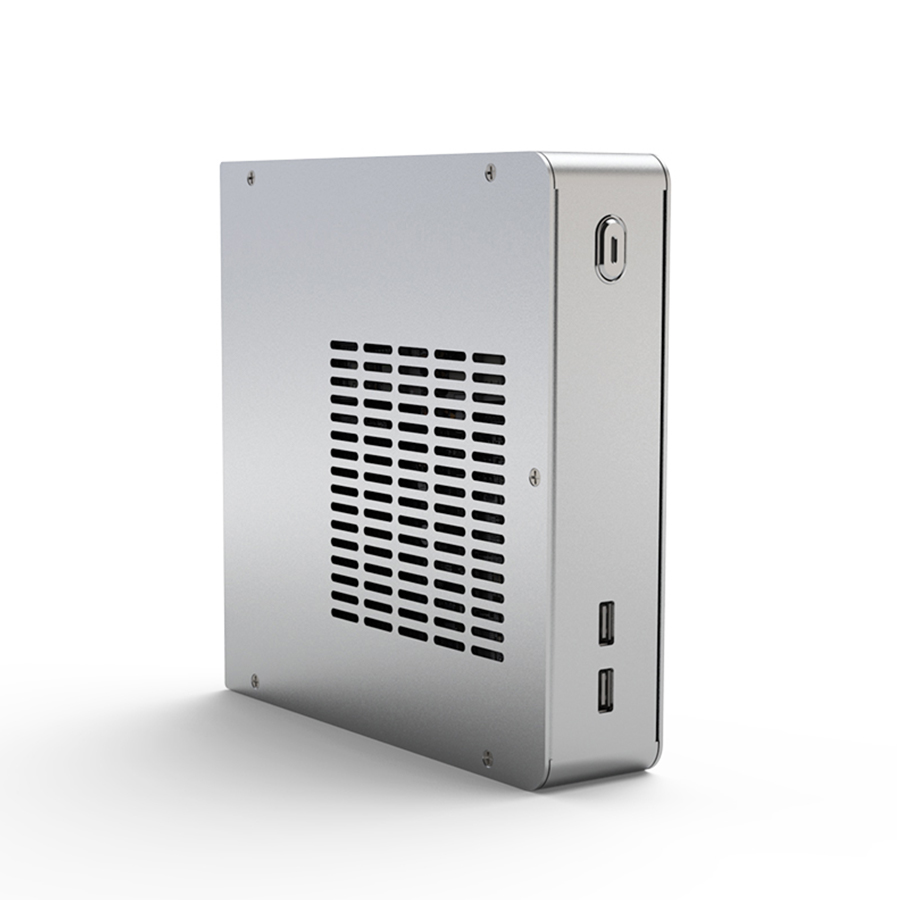 Mini ITX Case Thin Client Pc Aluminum Chassis 2*USB2.0 E.mini: Silver