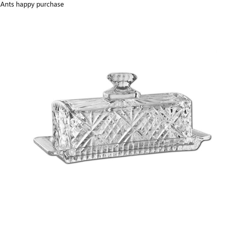 Beurrier en verre de cristal, plat à beurre rectangulaire avec couvercle, boîte à beurres, bol à beurrier, plat à Dim Sum, plat à gâteau, assiette à Dessert