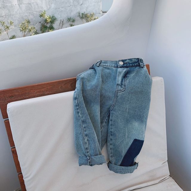 Ragazzi di autunno di modo di colore di contrasto allentato dei jeans di stile Coreano nuovo arrivo di stile di hip hop pantaloni in denim: 12M (tag size 80cm)