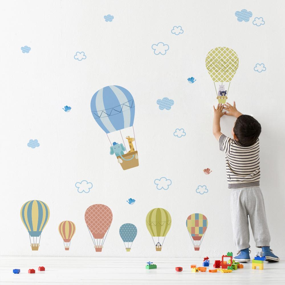 Hvid sky luftballon wallsticker baby soveværelse børneværelse dekoration tapet boligindretning vægmaleri aftagelige klistermærker