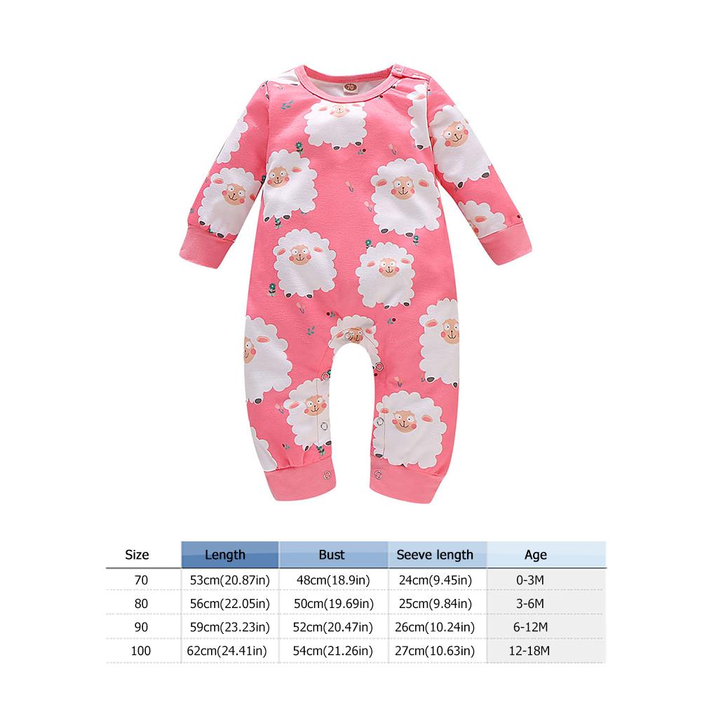 Manches longues col rond -né combinaisons beaux animaux plantes imprimer coton enfant en bas âge bébé garçons filles Sunsuit Homewear