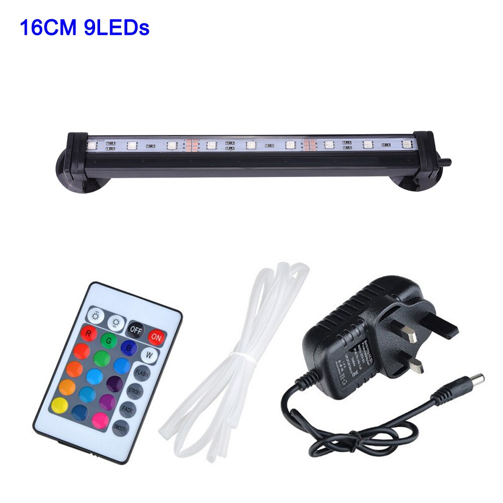 Aquarium Licht Led 16-51 Cm 5050 Rgb Waterdichte Afstandsbediening Lamp Aquarium Fish Tank Onderwater Dompelpompen Licht D30: UK 16CM