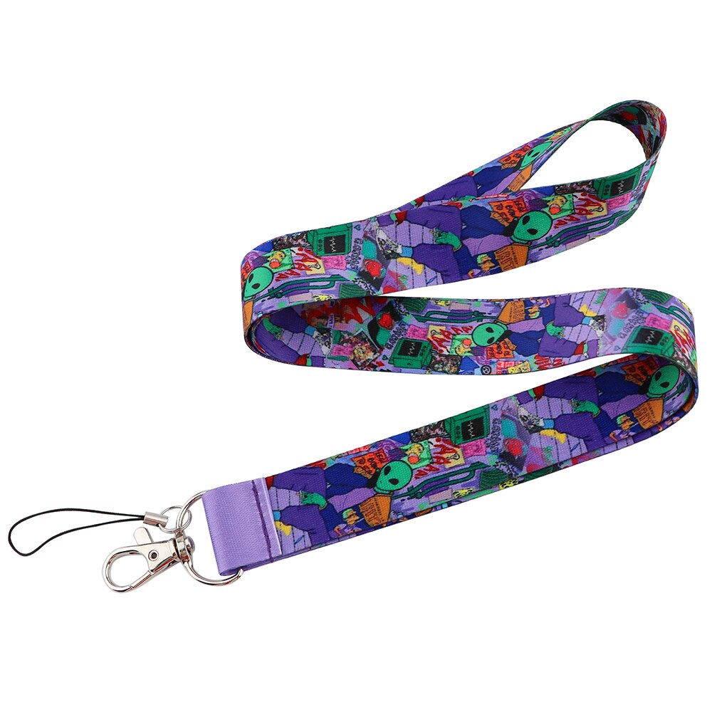 CB1251 Leuke Alien Sleutelhanger Bandjes Touw Mobiele Telefoon Charm Neck Strap Lanyard Voor Key Usb Id Card Keycord Diy Lanyard opknoping Touw: 4