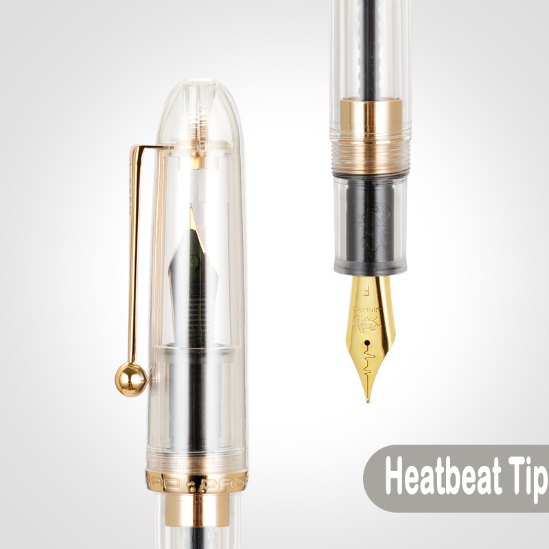 JINHAO 9016 Fountain Pen Acrylic Transparent White Spin Pen EF F M Nib Stationery Office School Supplies Writing Pen PK 9019: Red / B