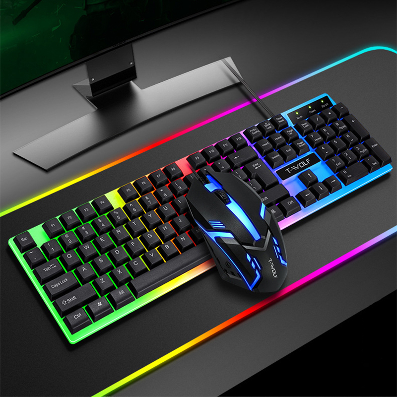Gamer Keyboard And Mouse PC Gaming Keyboard RGB Backlit Keyboard Rubber Keycaps Wired Spanish Keyboard Mouse Gamer Gaming Mouse