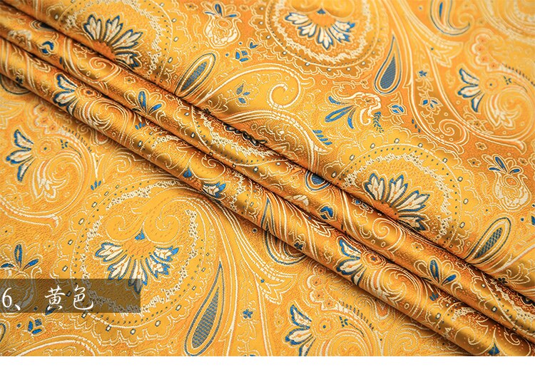 Amerikansk stil metallisk jacquard brokadestoff, silke nylon 3d jacquard stoff til frakkekjole bordduk dekorativt hjemmevev: Gul