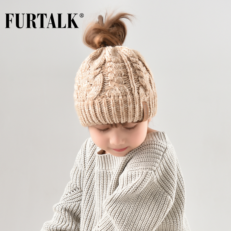 FURTALK Kid Ponytail Beanie Hat Winter Boys Girls – Grandado
