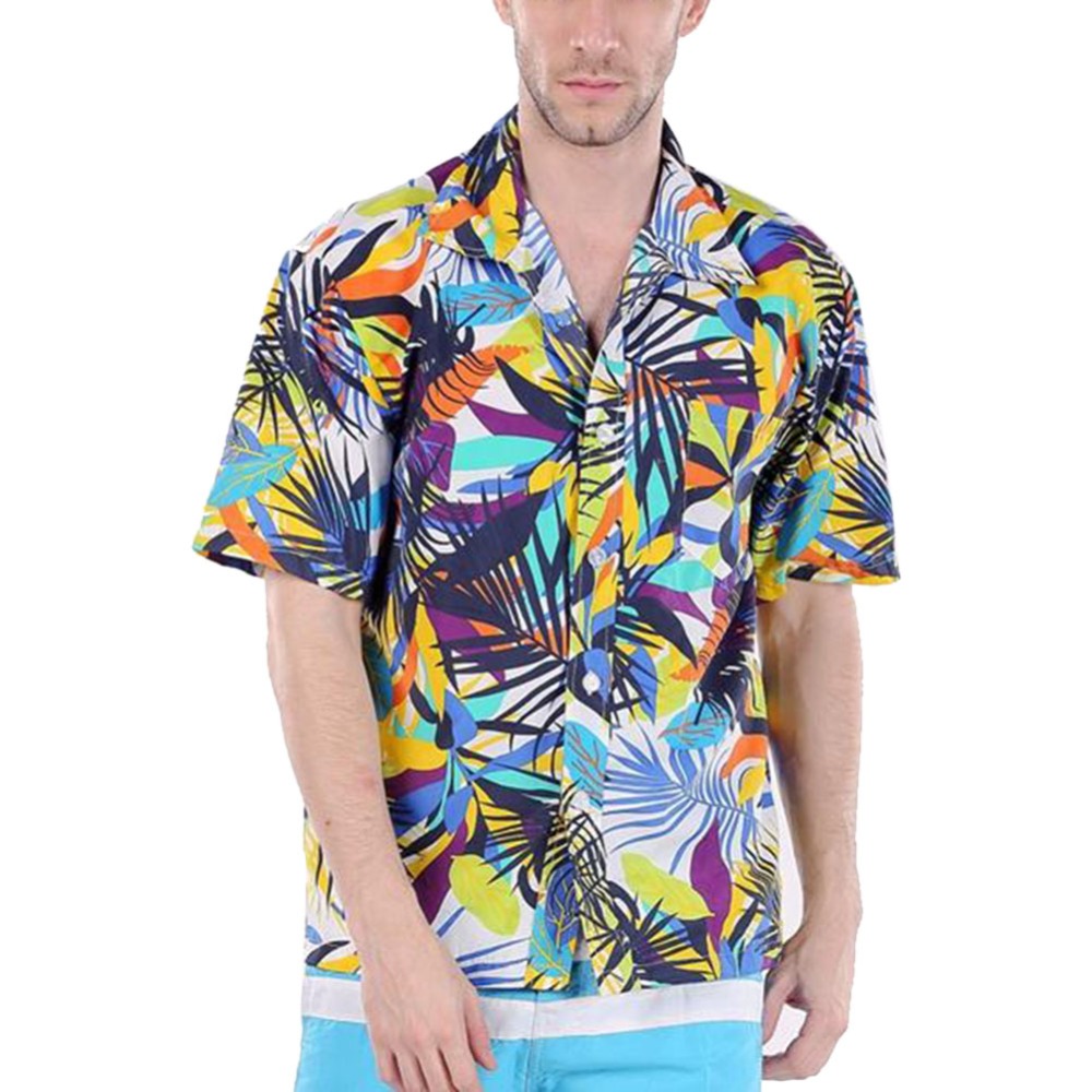 Regelmatige Fit Heren Katoen Korte Mouw Hawaiian Shirt Zomer Casual Bloemen Shirts Mannen Plus Size M-3XL Tops