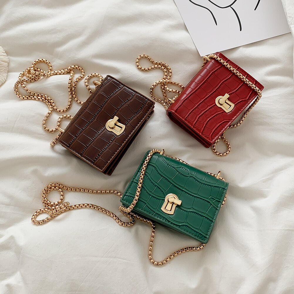 Women Mini Shoulder Bags Wild Simple Female Daily Messenger Bag Lady PU Leather Chain Crossbody Handbag