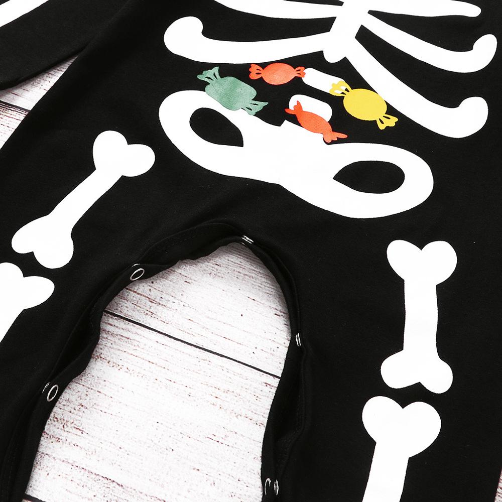Ropa infantil de Halloween para bebés y niñas, de calavera Pelele con estampado de dibujos animados, Mono de manga larga, ropa para bebés