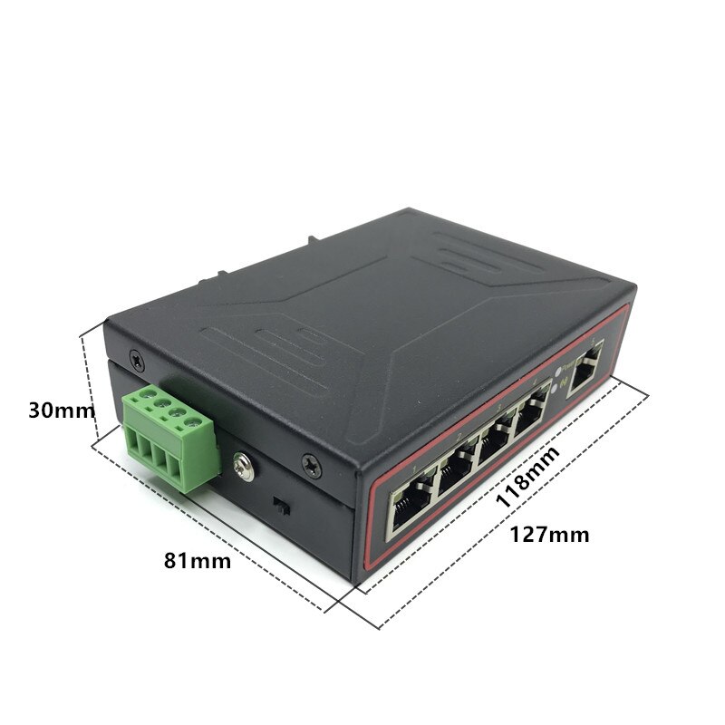 industrial switch 10/100Mbps 5 port ethernet industrial switch5V-58V 5 port ethernet switch network switch: No signal enhancemen
