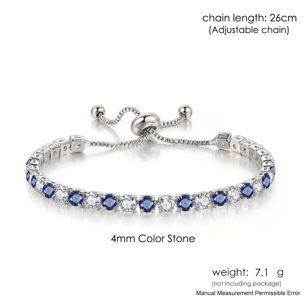 Pulseras de tenis ajustables para mujer, cadena de cristal de circonia brillante azul en la mano, pulsera con dijes para mujer, joyería de tendencia, para niña: Verde oscuro