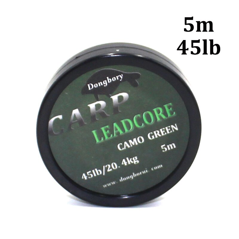 5m carpa linha de pesca chumbo núcleo helicóptero carpa equipamento de cabelo broca 12 trança fio líder linha equipamento de pesca diy acessórios: Green-45LB