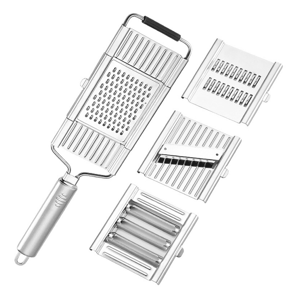 3-In-1 Multi-Use KItchen Slicer Set Lemon Cheese Stainless Steel Vegetable Cutter Replaceable Shredder For Onion Potato: 3-in-1B