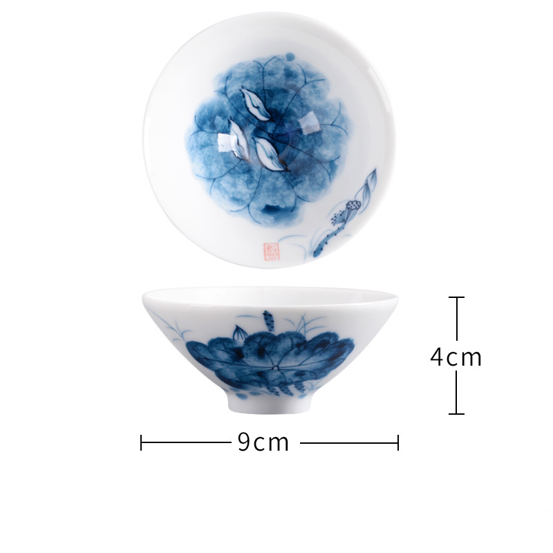 2 Teile/satz Chinesische Hand Bemalt Keramik Teetasse Haushalt Meister Tee Schüssel Einzigen Tasse Getränk Handgemachte Tee-einstellen Kegel Teetassen: E
