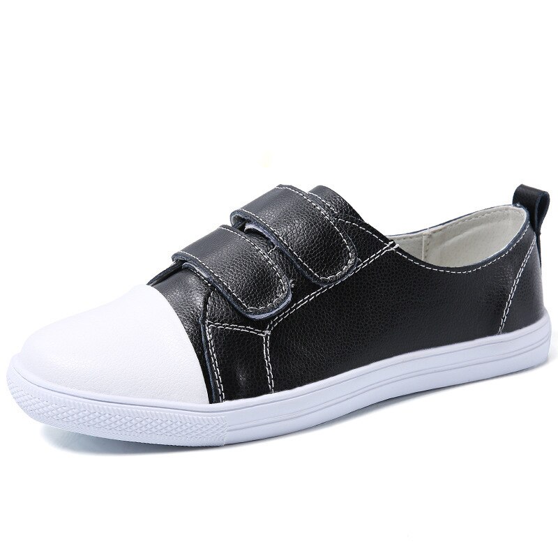Velcro White Shoes Casual Flat Shoes Women Students Solid Comfortably Sports Shoes Sneakers Female Shoes: black / 37