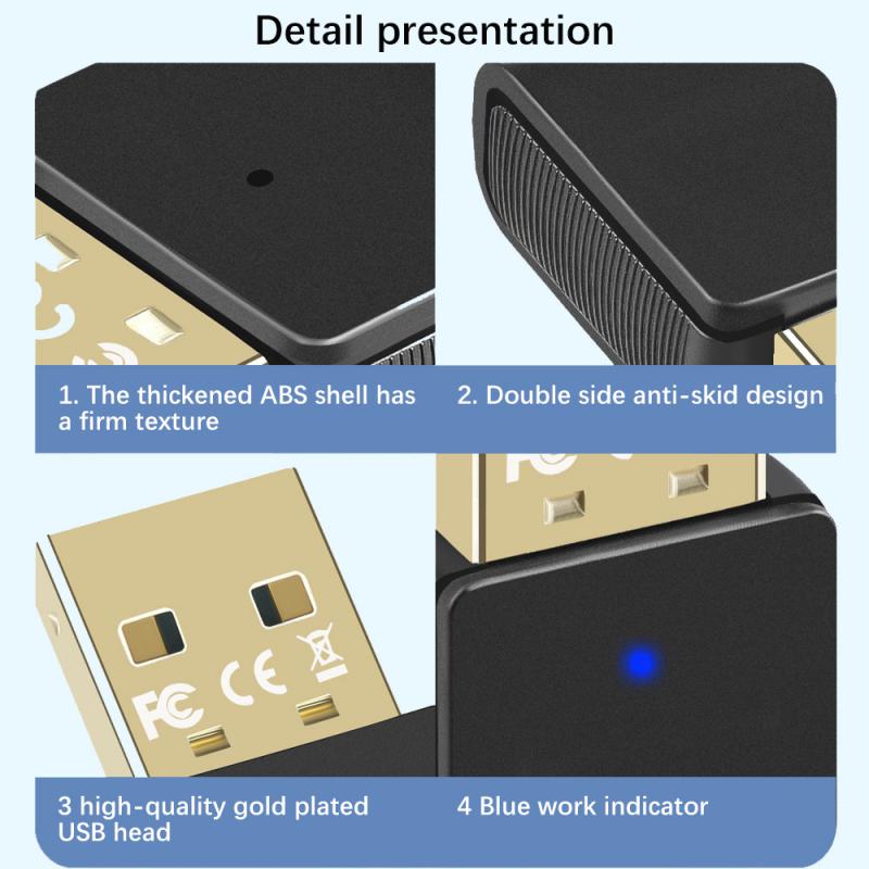 Bluetooth 5.4 Adapter USB Bluetooth 5.3 for PC Dongle Adaptador Wireless Mouse Keyborad Music Audio Receiver USB Transmitter
