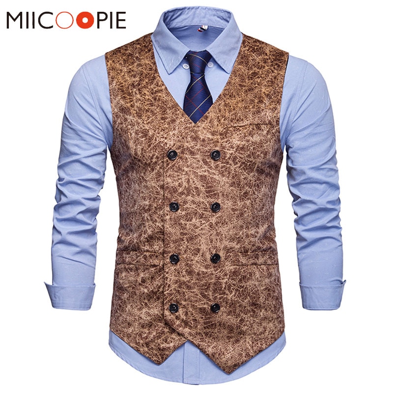 Herrväst leopardtryckt kostym väst herr fest disco klänning ärmlös jacka väst smoking gilet homme chalecos para hombre