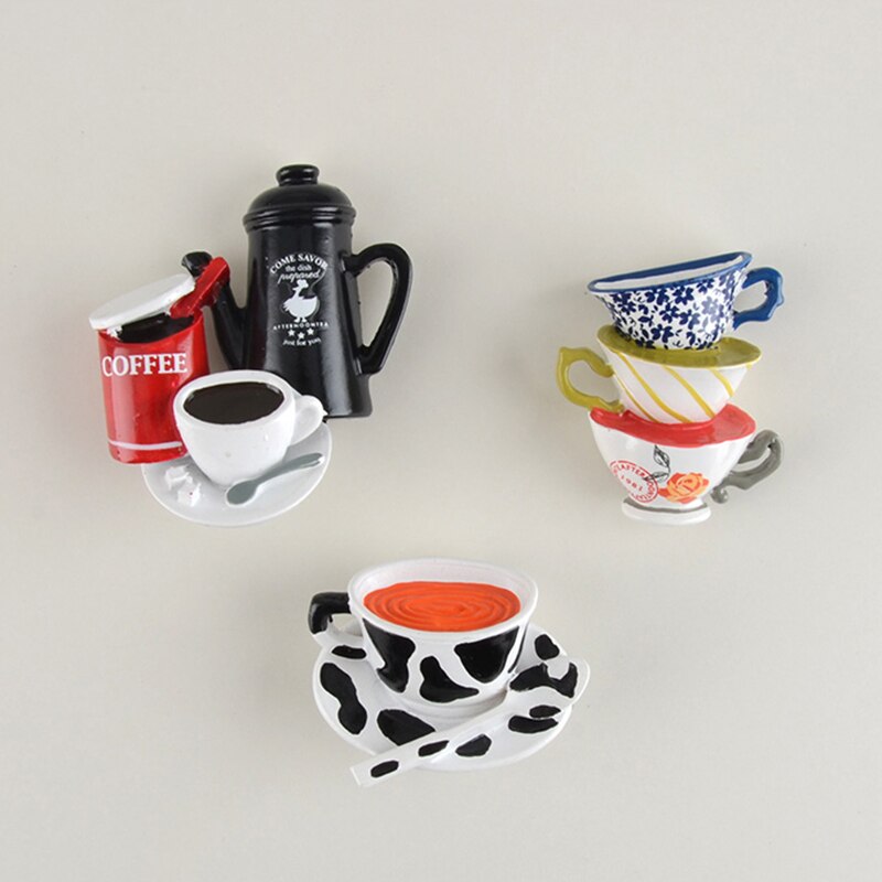 Accessoires créatifs pour café en 3D | Aimant pour réfrigérateur, dessin animé Moka, Pot de café en forme de tasse, Note magnétique, décoration par absorption et absorption